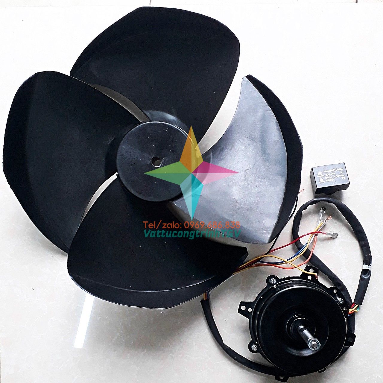 Bộ linh kiện động cơ quạt điều hòa hơi nước 120W- 3 tốc độ - ngược chiều -Motor sau cánh (2087+2358+268)