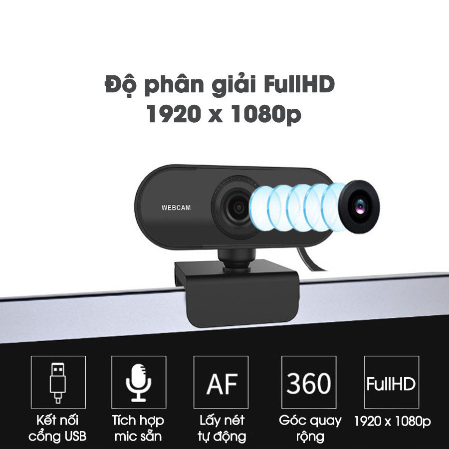【Vận chuyển 24 giờ】Webcam máy tính có mic full hd 1080p full box siêu nét dùng cho pc laptop Webcam máy tính full HD 1080p cực nét có Mic dùng cho máy tính