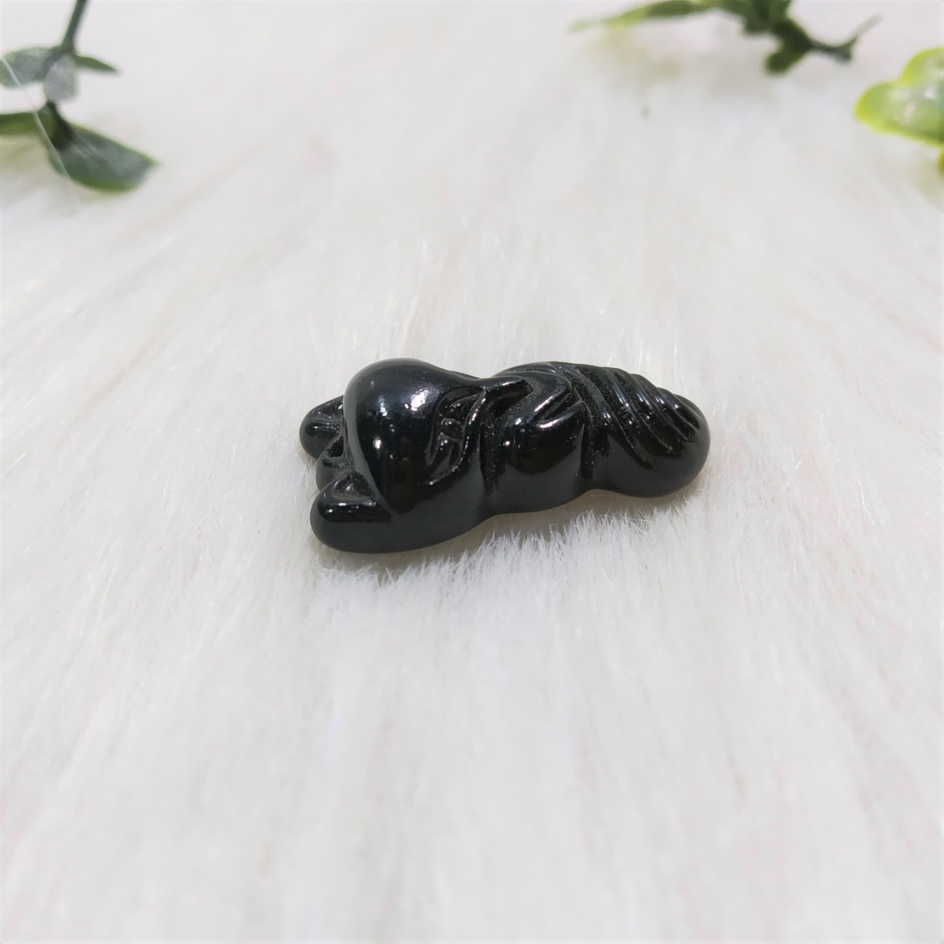 Mặt dây chuyền hồ ly đá Obsidian đen N1