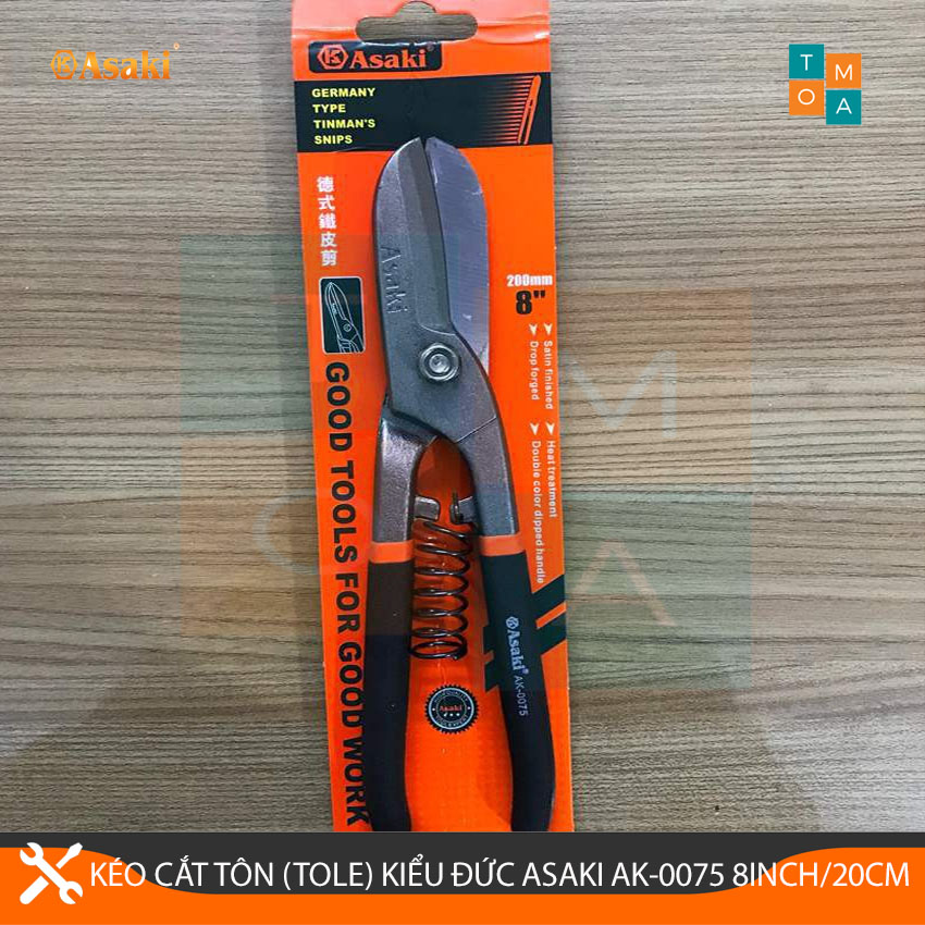 Kéo Cắt Tôn (Tole) Kiểu Đức Asaki AK-0075 8inch/200mm