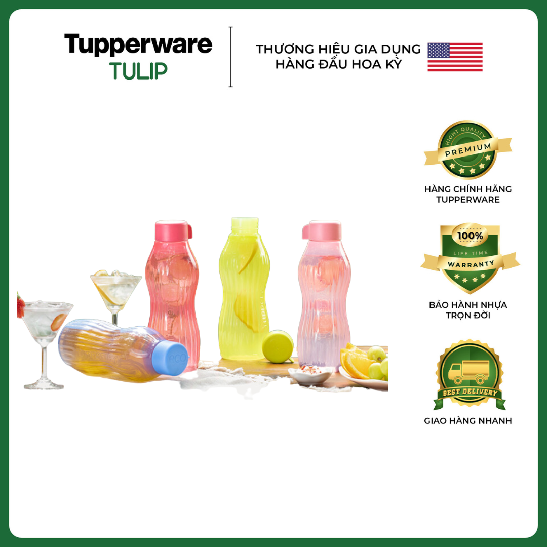 BÌNH NƯỚC ECO BOTTLE FREEZERABLE 880ML TUPPERWARE (4 màu) CHÍNH HÃNG 100%