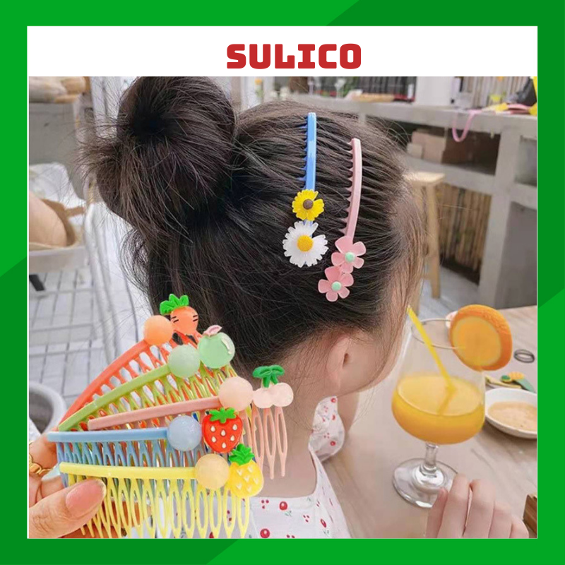 Lược cài tóc hình hoa dễ thương cho bé Sulico (1 cặp)
