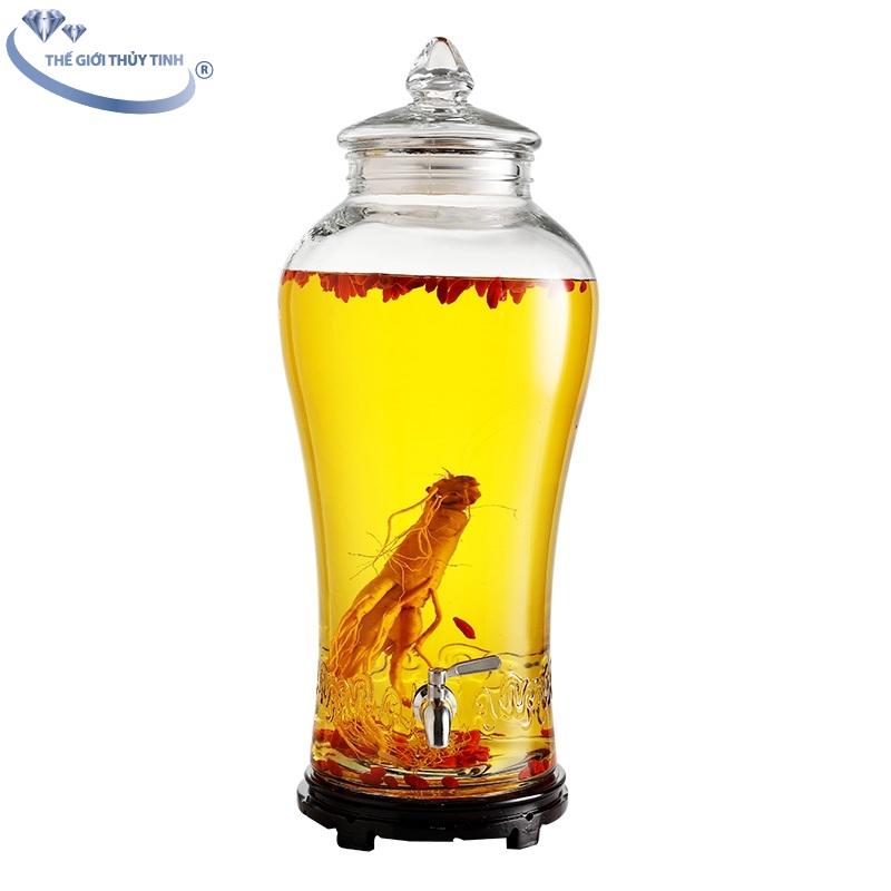 [HCM]Bình Ngâm Rươu Sâm Thủy Tinh Nạp Phúc 6 Lít