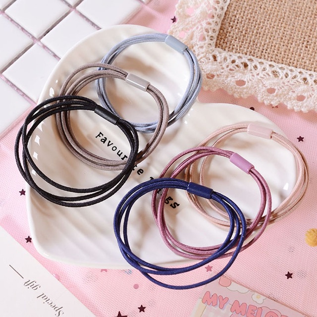 Set Dây Chun Cột Tóc Loại Liền 3 Sợi Chun