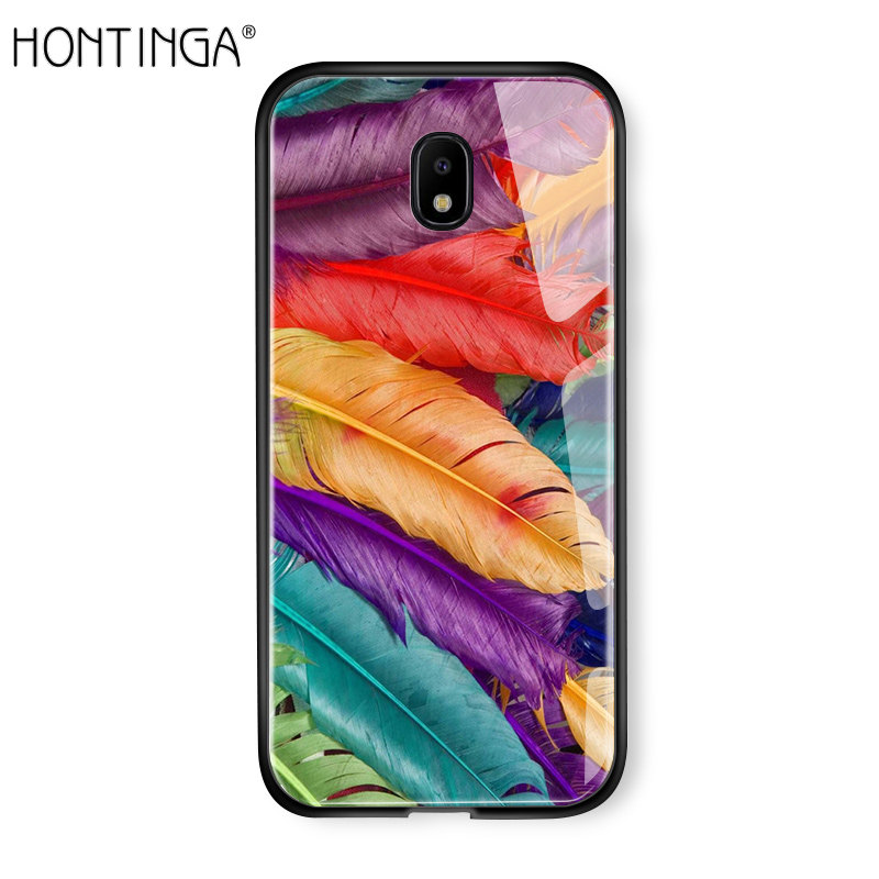 Hontinga For Samsung Galaxy J7 Pro J7 2017 J730 Aurora Galaxy Space Sky Starry Gradient Casing Case Shockproof Tempered Glass Back Cover