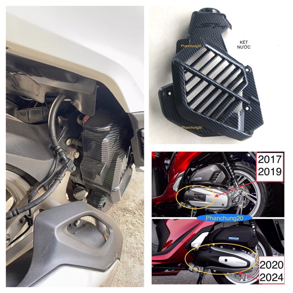 Ốp két nước dùng cho đời xe sh 2017 2018 2019 cacbon