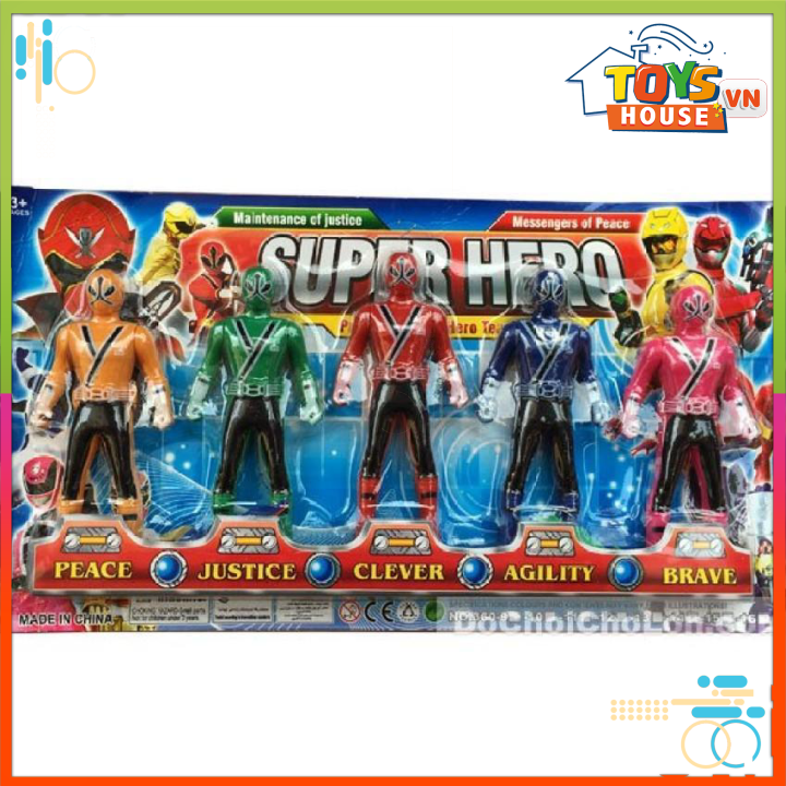 Vỉ đồ chơi 5 anh em siêu nhân thần kiếm Samurai mini - điện thoại