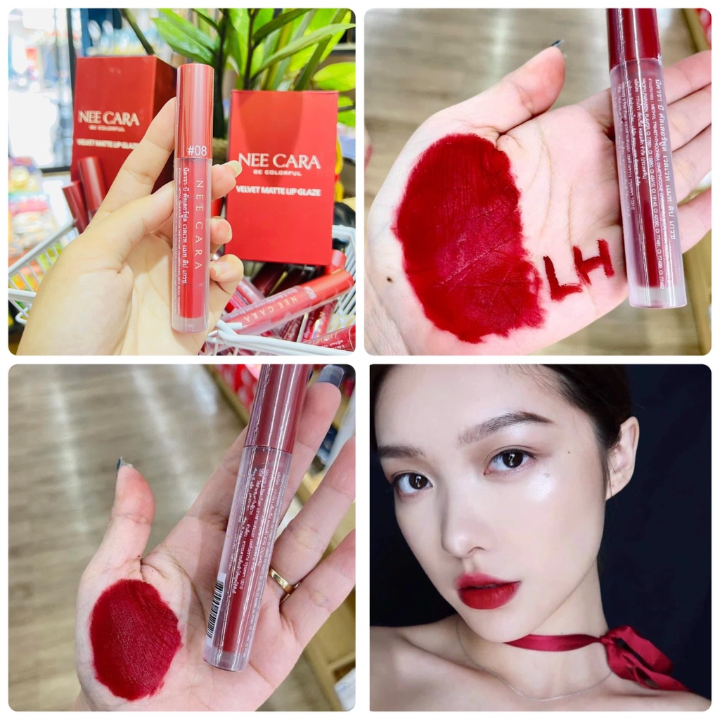 Son Nee Cara màu 08 đỏ thuần siêu lì không khô môi