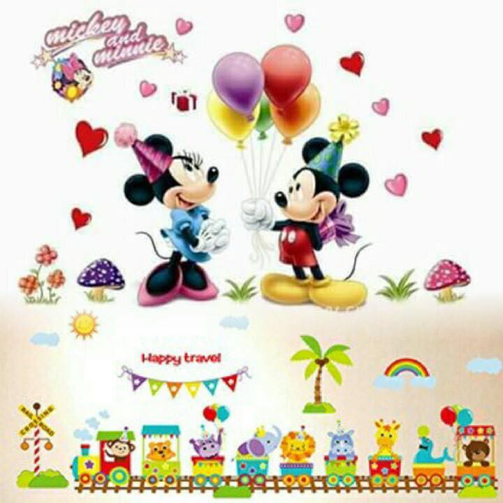 [HCM]DECAL DÁN TƯỜNG MICKEY VÀ ĐOÀN TÀU THÚ