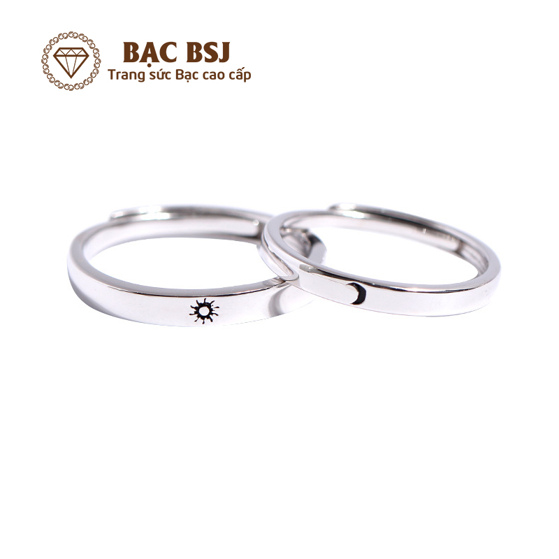 Nhẫn đôi bạc, nhẫn đôi đẹp bạc S925 cao cấp. Bạc BSJ