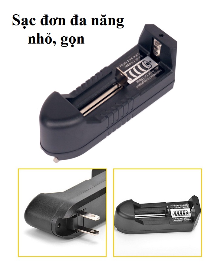 Bộ sạc pin đơn li ion 3,7-4,2V, pin lithium cho đèn pin siêu sáng, quạt sạc mini, Dock sạc pin 18650