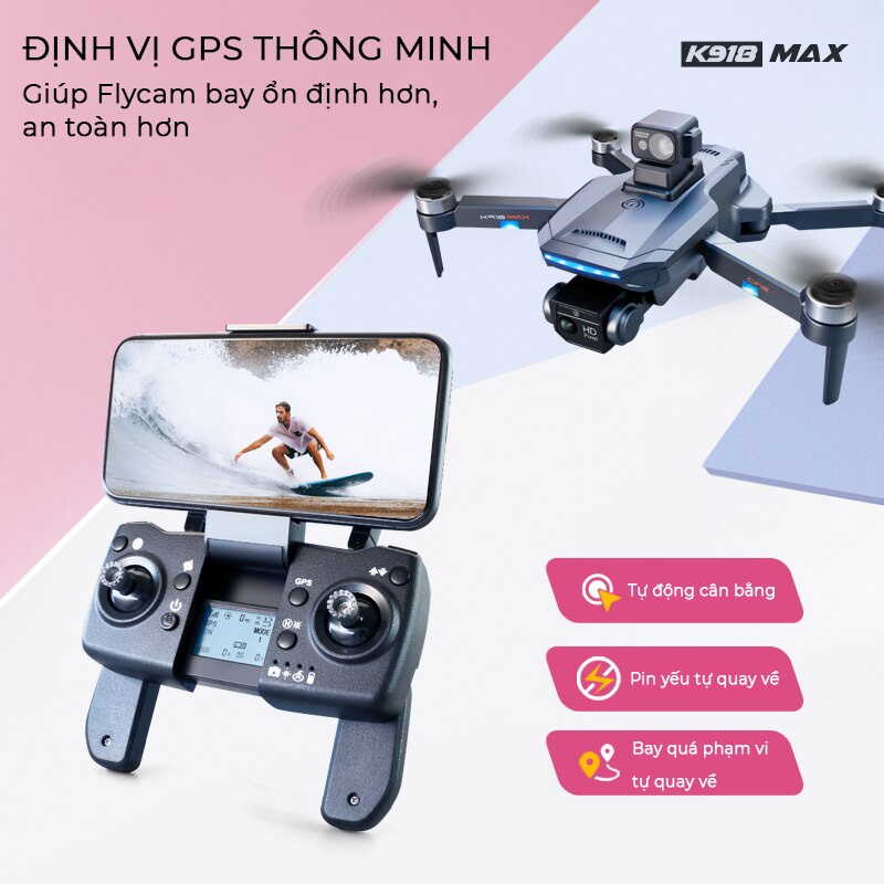 Máy Bay FLYCAM Marin Drone Camera 8K Flaycam K918 Max G.P.S Cảm Biến Tránh Vật Cản - Laycam điều khiển từ xa - Lai cam - Fly cam giá rẻ - Playcam - Phờ lai cam - Fylicam chất hơn s91, sjrc f11s 4k pro, mavic 3 pro, drone p8, k101 max