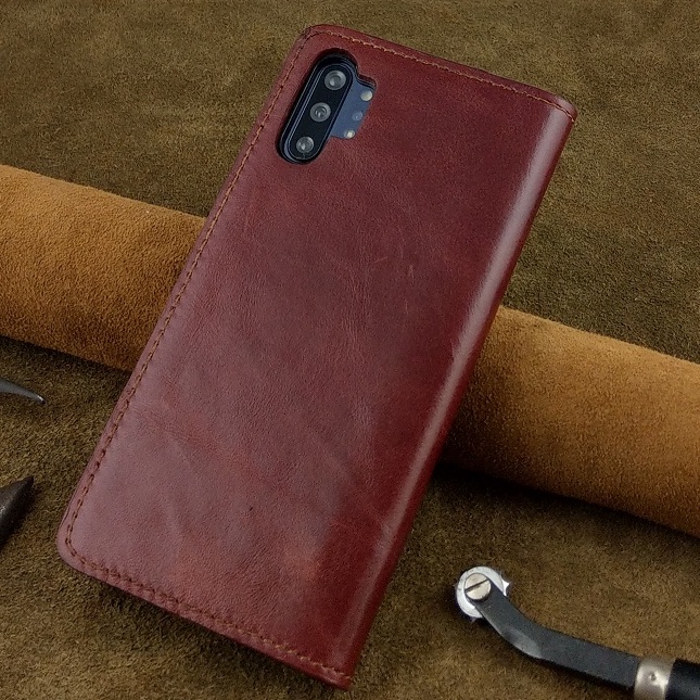 Bao da samsung note 10 plus handmade cổ điển da bò thật