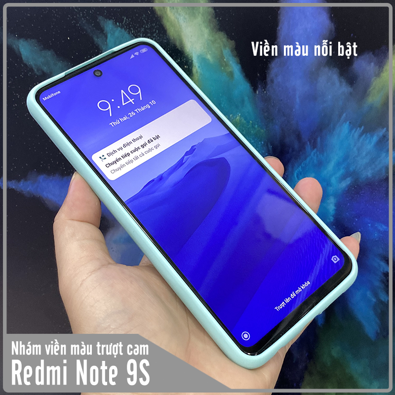 Ốp lưng cho Xiaomi Redmi Note 9S - Note 9 Pro nhám viền màu trượt camera