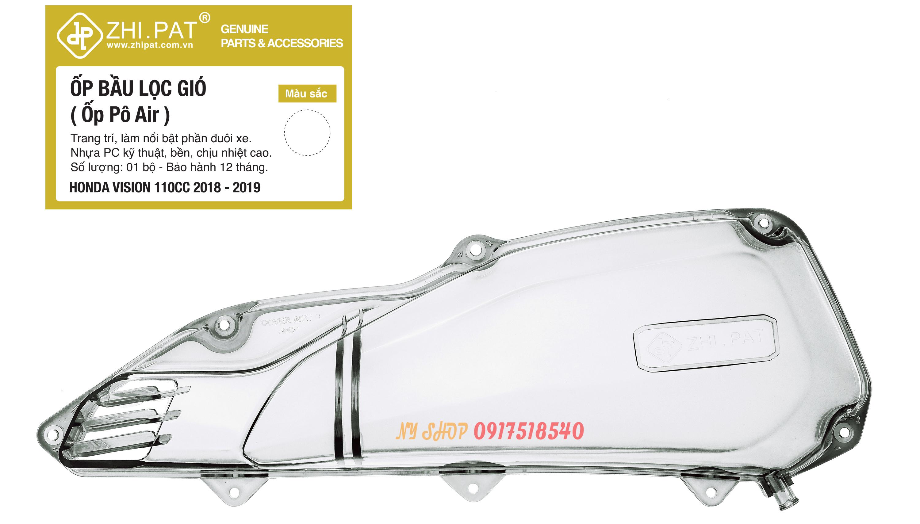 Ốp Lọc Gió Pô E Zhi.pat dành cho xe Vision ( TRONG SUỐT,ĐỎ,ĐEN KHÓI, XANH)