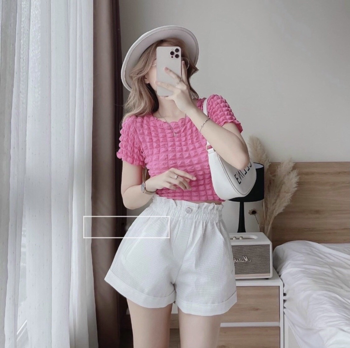 Quần Short Cạp Cao Chất Tổ Ong Siêu Hot