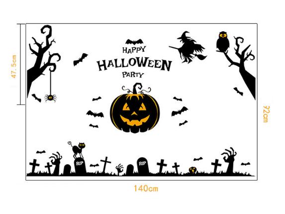 Decal trang trí tường - Halloween Bí Đỏ Kinh Dị