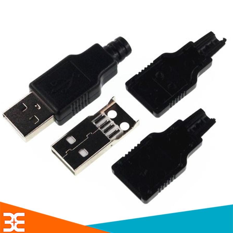 Bộ 5 Đầu Jack Cổng USB A Đực 4P + Vỏ