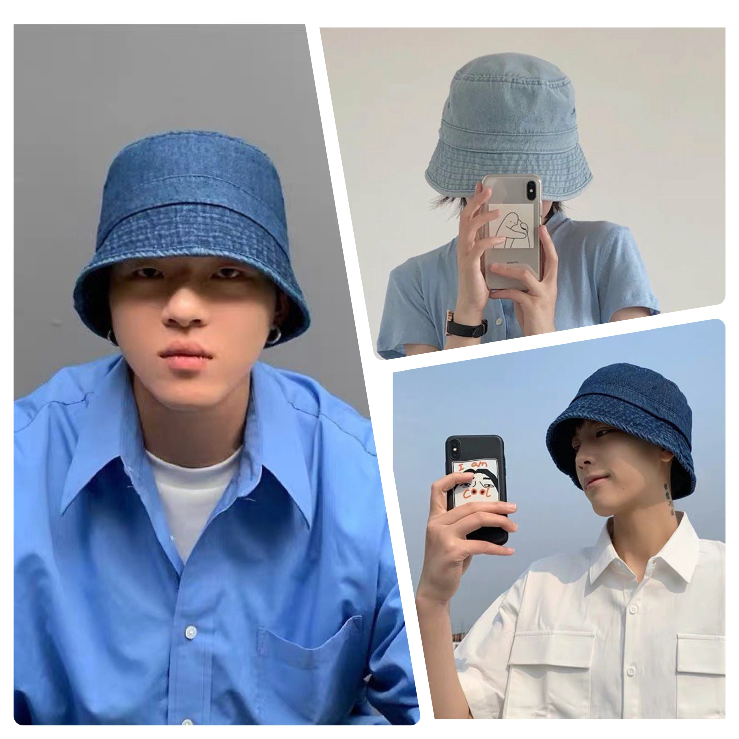 Mũ bucket denim trơn mẫu mới