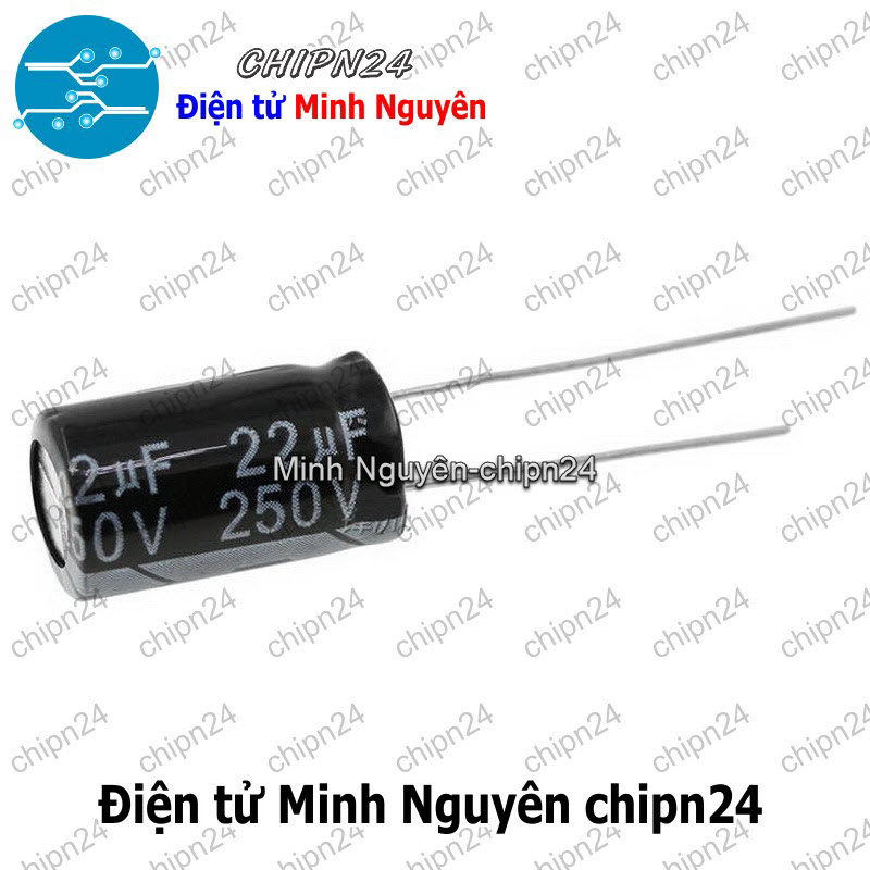[5 con] (F250) Tụ hóa 22uF 250V Đen (10x17mm) - HH003181