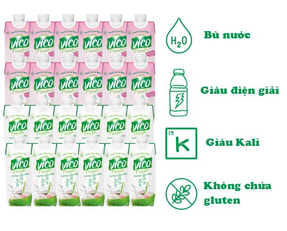 Thùng 24 Hộp Nước Dừa Vico Fresh 330ml