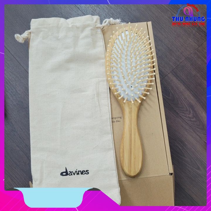LƯỢC GỖ DAVINES CHẢI MASSAGE THƯ GIẢN DA ĐẦU GIẢM RỤNG TÓC