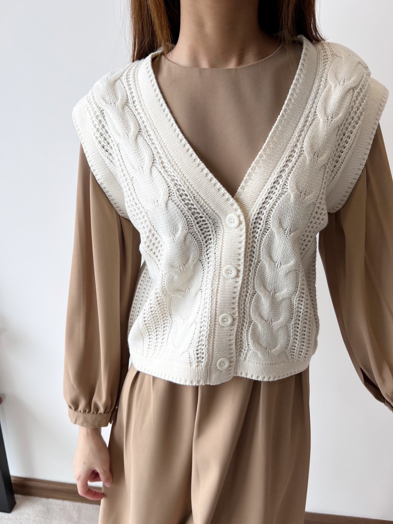[ogniM Seoul] Áo gile len xoắn phong cách Hàn Quốc (Made in Korea)