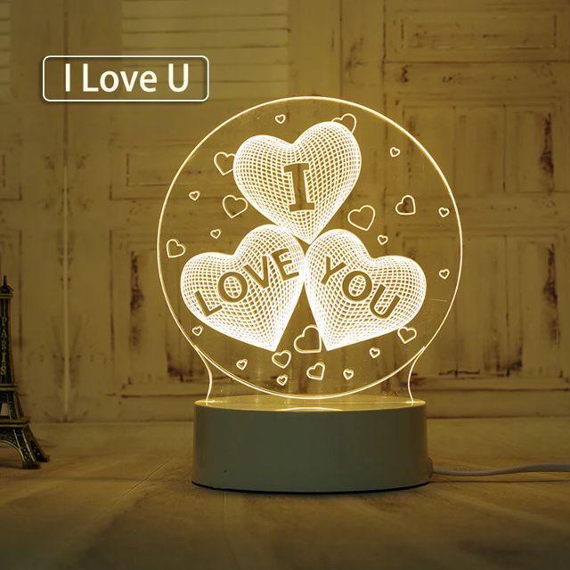Đèn ngủ 3D hình trái tim I LOVE YOU - HOME DECOR