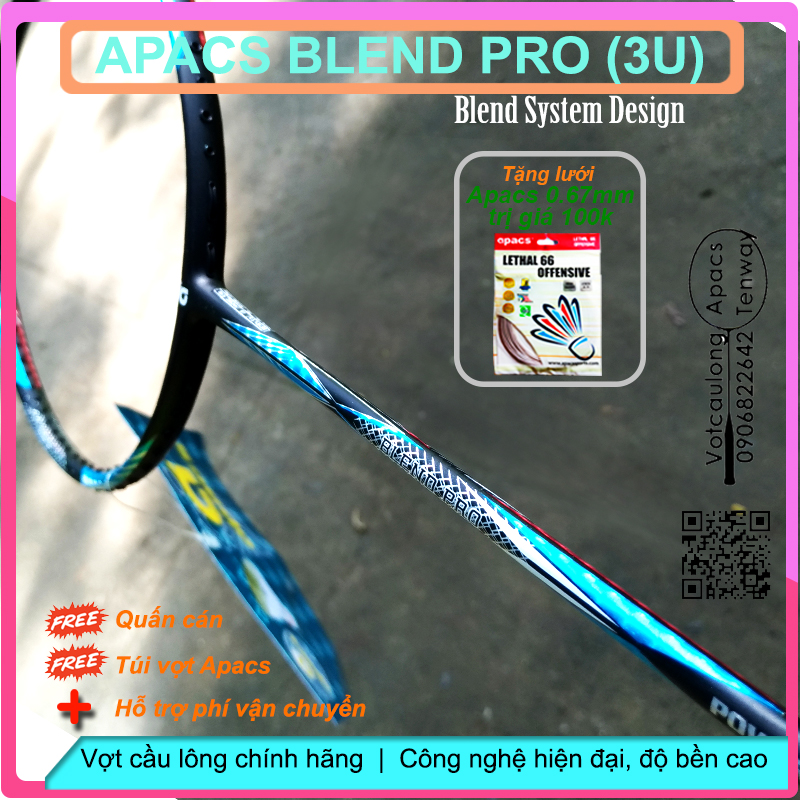 [HCM]TangLuoi_Vợt cầu lông Apacs Blend Pro – Power Plus (3U) | Công thủ linh hoạt