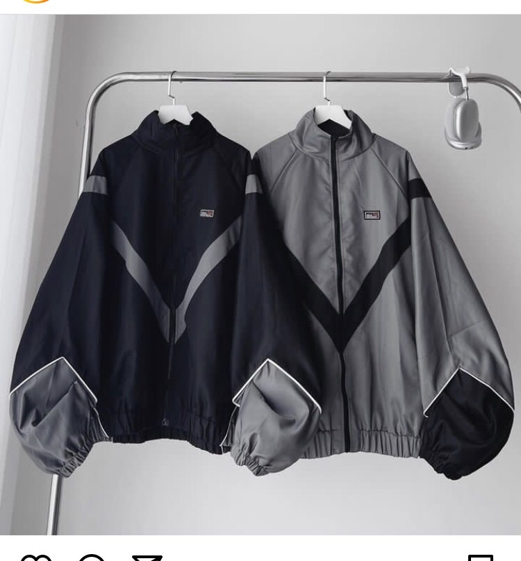 Áo khoác dù 2 lớp form rộng nam nữ unisex thêu logo SUP Áo khoác dù unisex form rộng phối màu chất dù gió 2 lớp