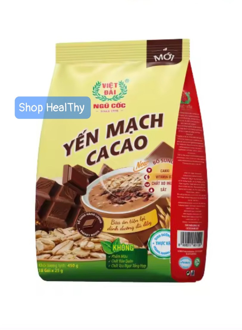 Bột Ngũ Cốc Yến Mạch Cacao Việt Đài (18gói x 25gr)
