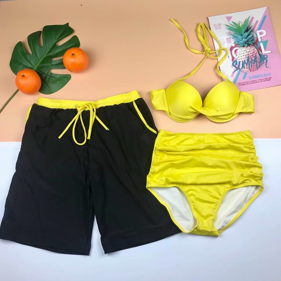[HCM]Bikini  Cuple Đôi Nam Nữ Áo Chéo Quần Cạp Cao Đi Biễn Rẻ Đẹp ODERI50