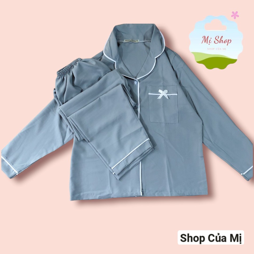 Đồ Bộ Nữ, Set Bộ Pijama Mặc Nhà Vải Phi Lụa Mờ ( Không bóng ) Nơ Túi dễ thương Q233