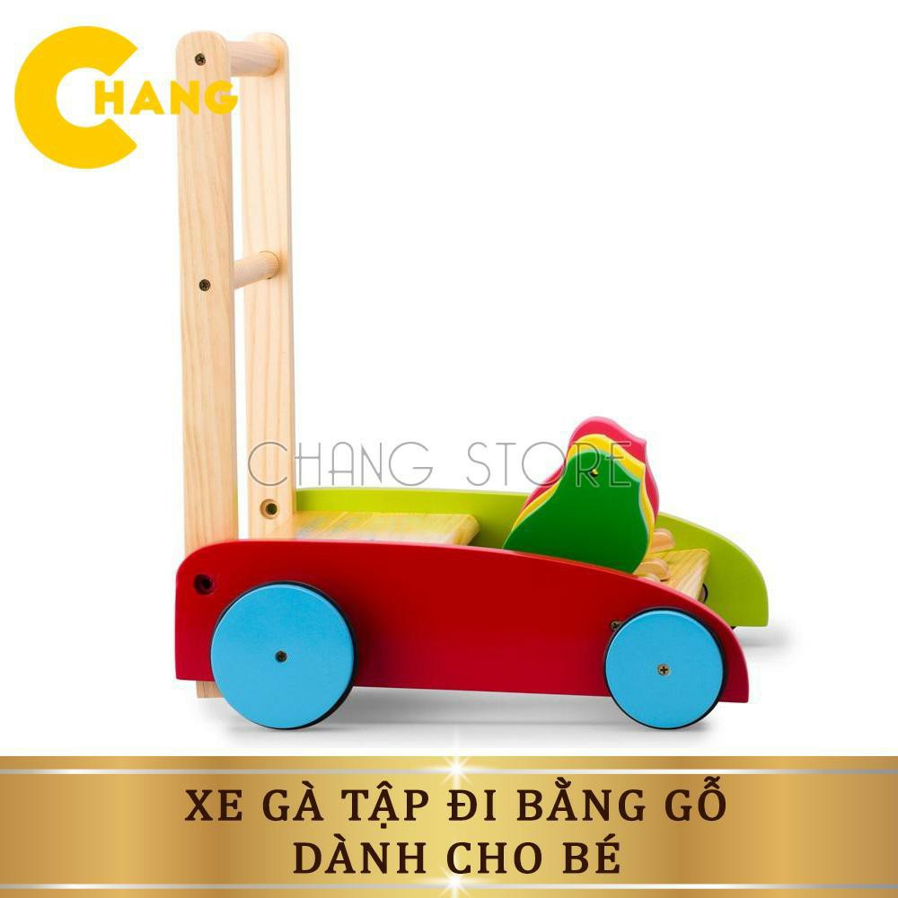 Xe tập đi cho bé, Xe gà, xe đẩy tập đi bằng gỗ giúp giữ thăng bằng, an toàn