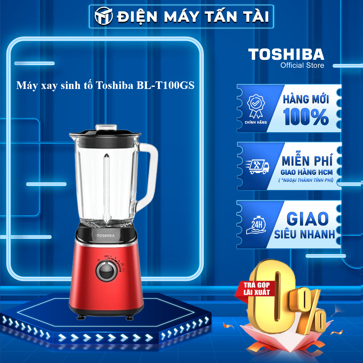 Máy xay sinh tố toshiba 1.5 lít bl-t100gs - giao toàn quốc - freeship hcm