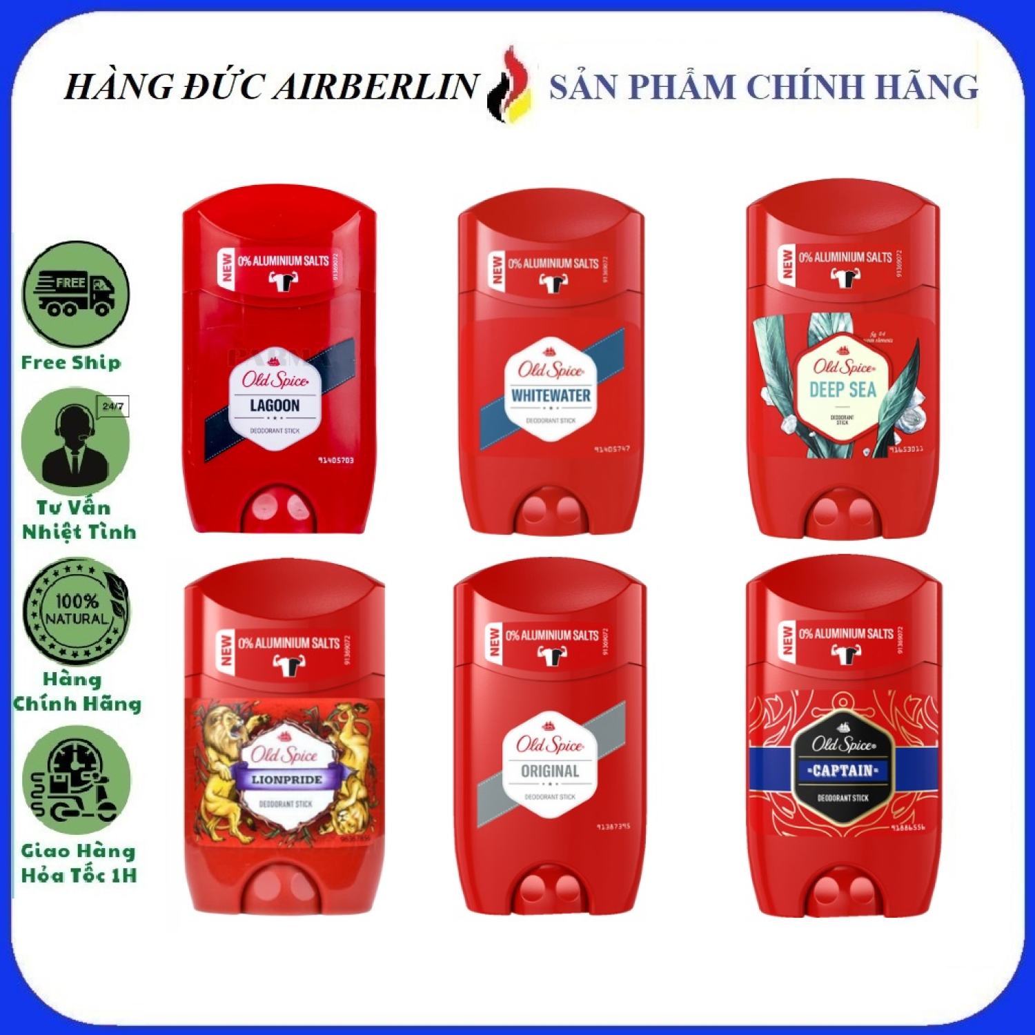 [Hàng Đức chính hãng.HN] Lăn sáp khử mùi nam Old Spice 50ml - {hangducairberlin}