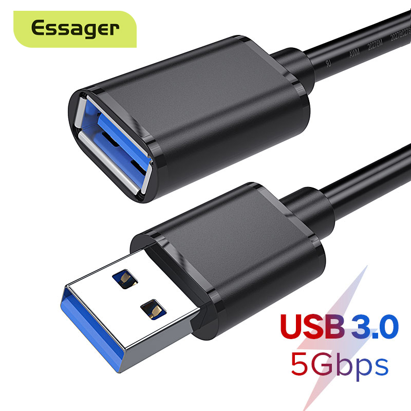 Essager Cáp USB 3.0 đổi đầu đực sang đầu cái dài 0.5m/1m/1.5m/2m/3m cho TV PS4 Xbox SSD 5GB giá tốt - INTL