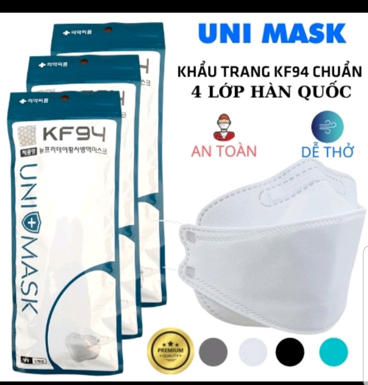 (combo 50 Chiếc Màu Trắng )-- Khẩu trang 4 Lớp KF94 UNI MASK