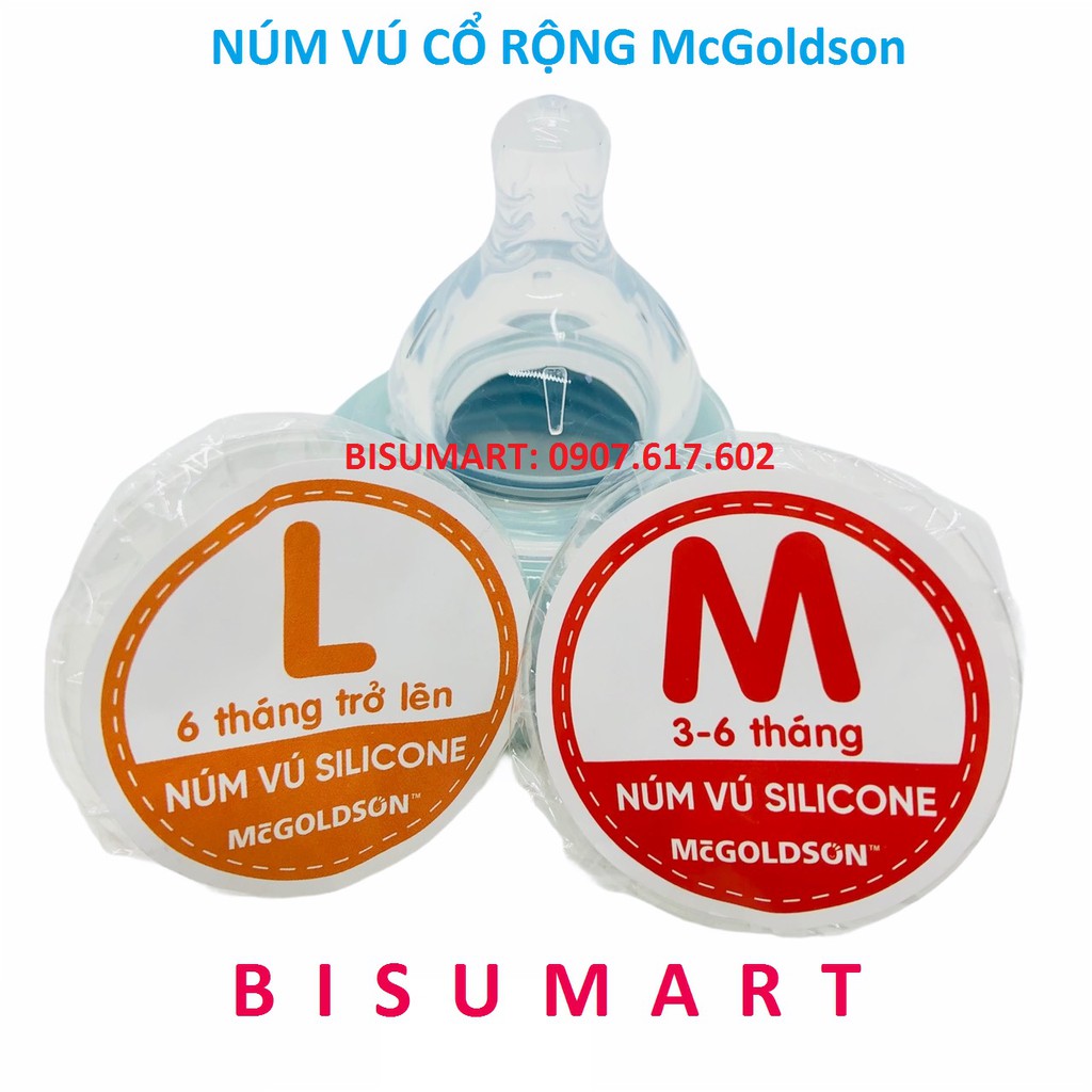 Núm Vú Cổ Rộng cho bé McGOLDSON (thay được hầu hết các bình cổ rộng)