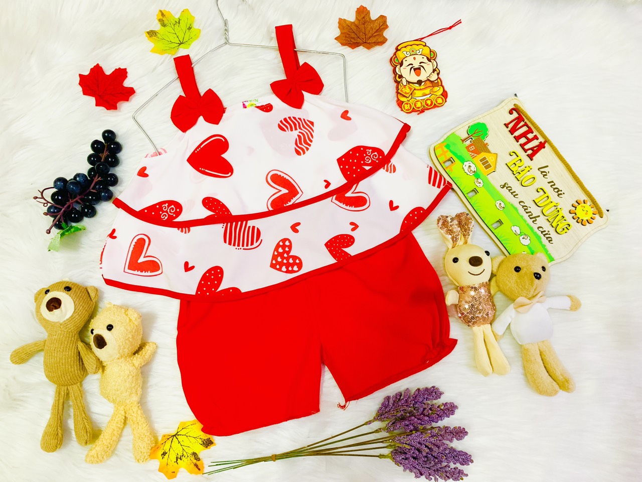 Bộ Lụa Hai Dây Tầng Bé (6-14kg) (giao màu ngẫu nhiên)