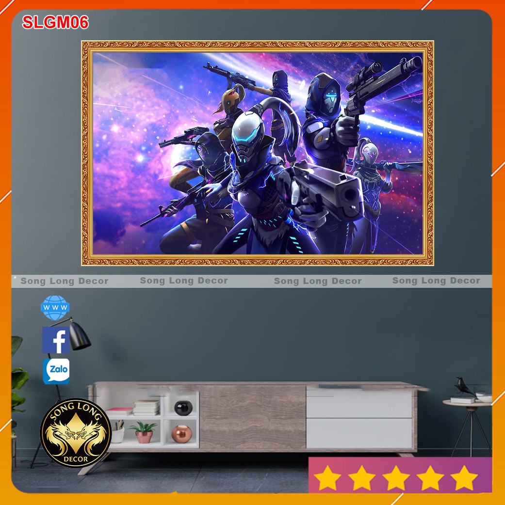Tranh dán tường gaming free fire -slgm06- tranh 3d cho game thủ - song long decor