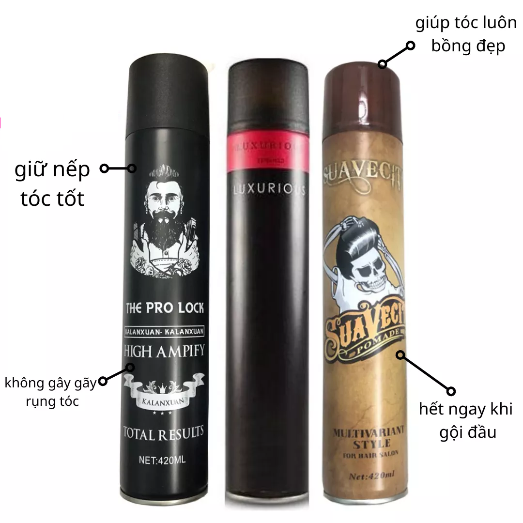 Combo 3 Lọ Gôm xịt tạo kiểu tóc giữ nếp tóc Colmay