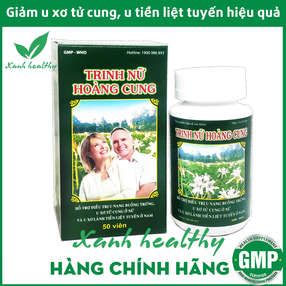 Viên uống giảm u xơ Trinh nữ Hoàng Cung  -XANH Healthy - giúp ngăn ngừa U xơ, u vú, u tuyến tiền liệt hiệu quả- Thành phần tam thất, xạ đen, trinh nữ hoàng cung hoàn toàn từ thiên nhiên - Hộp 50 viên XANH Healthy
