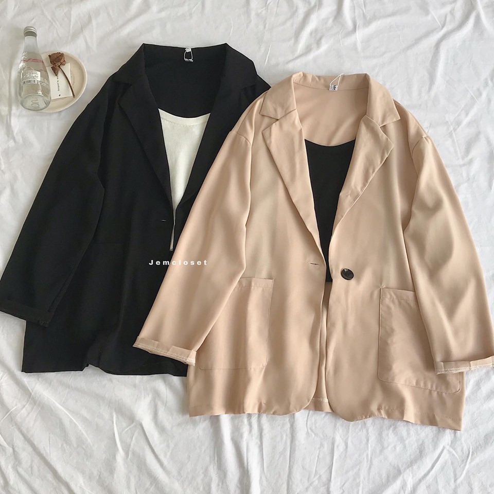 Áo blazer trơn form rộng momo - 1263