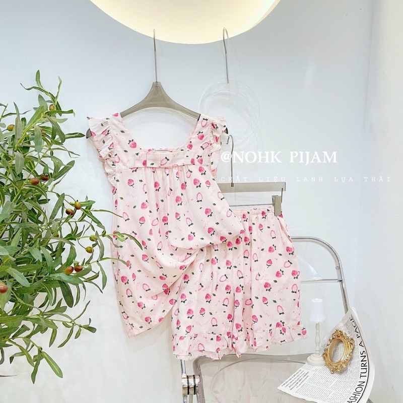 [Nhập RS0822 giảm 30k cho đơn 99k]NOHK _ Bộ mặc nhà lanh lụa nữ siêu mát. Size S M L