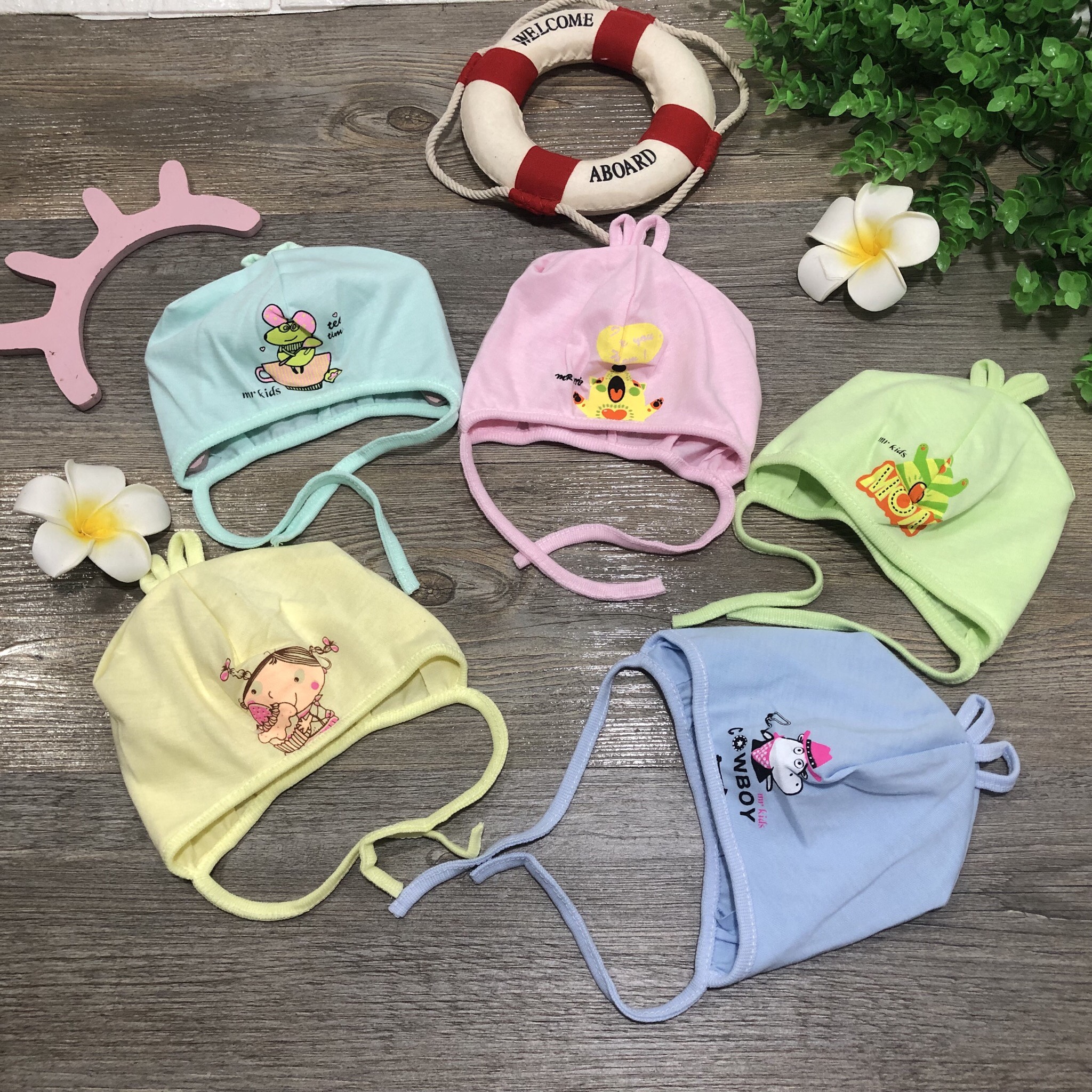 Mũ sơ sinh buộc dây cho bé,Mũ giữ ấm cho yếu