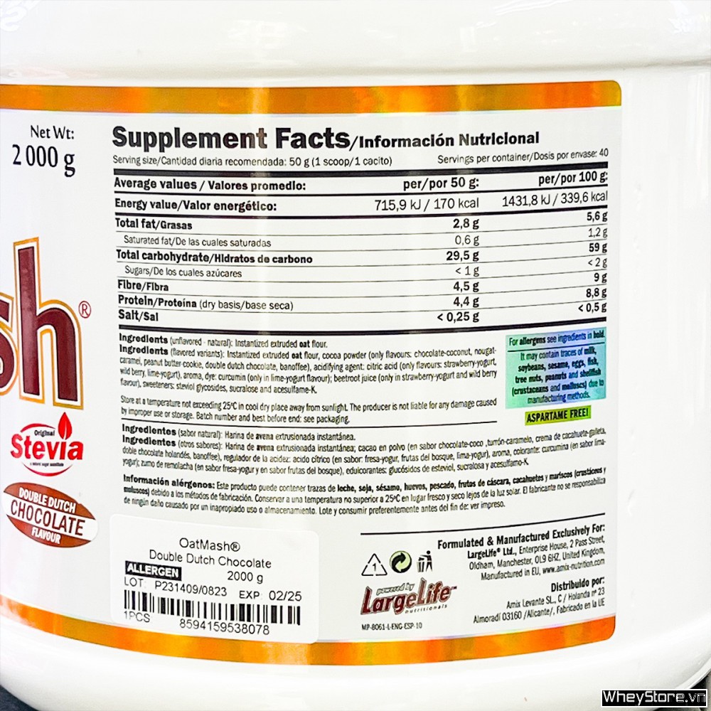 Yến Mạch Bột Pha Nước Mr Popper's OatMash 2Kg