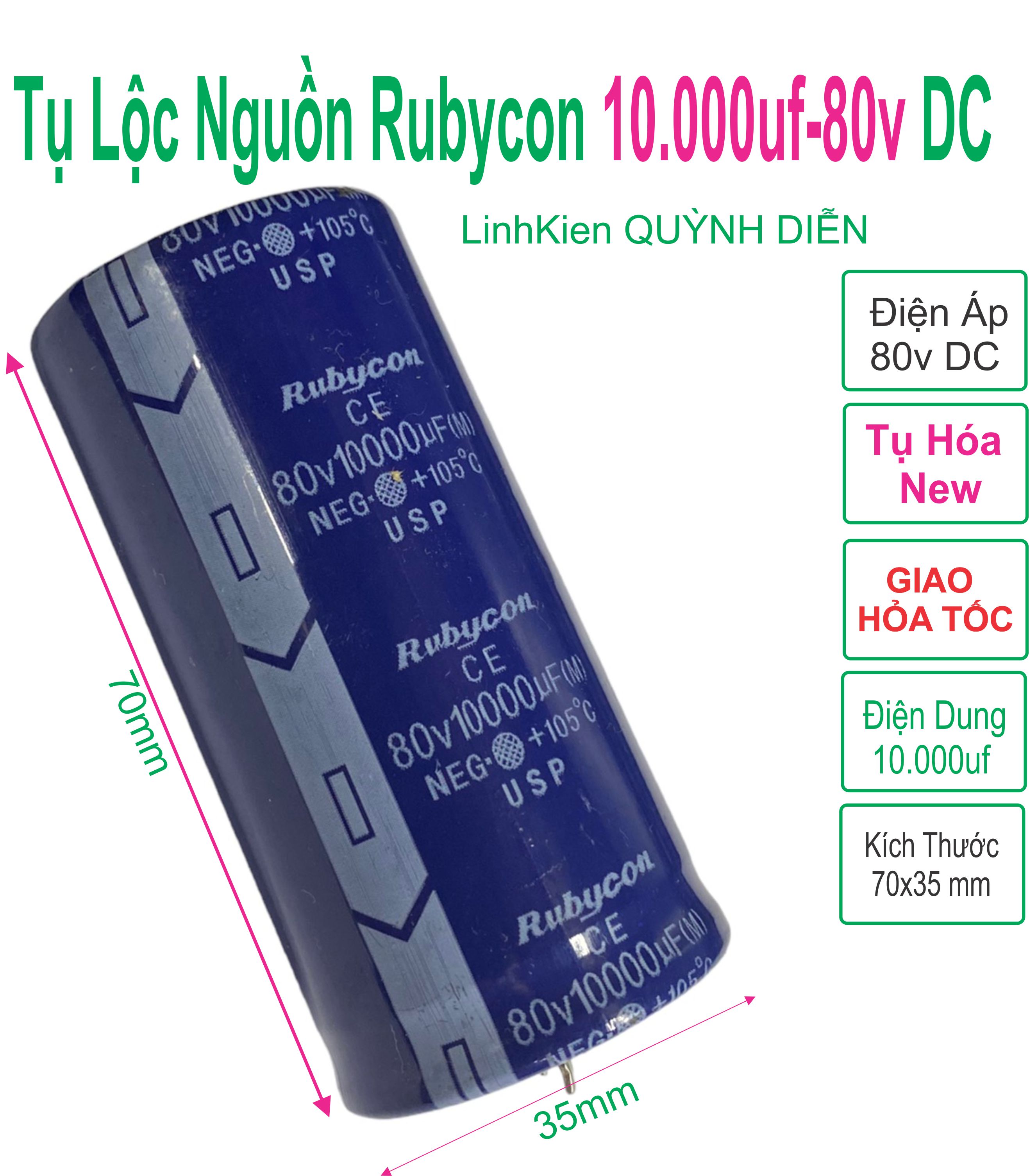 Tụ lọc nguồn rubycon 80v 10.000uf - Linh kiện điện tử QUỲNH DIỄN