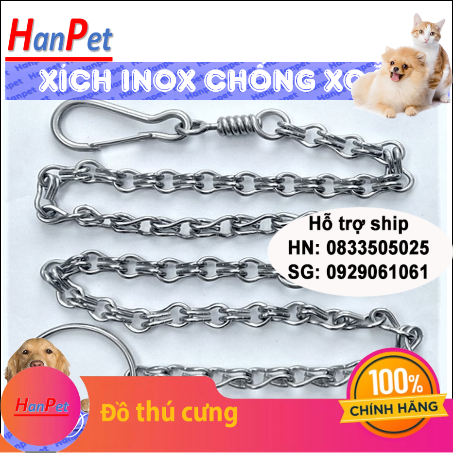 Hanpet - Xích Inox chống gỉ, chống xoắn cho chó, mèo, xích chó mèo