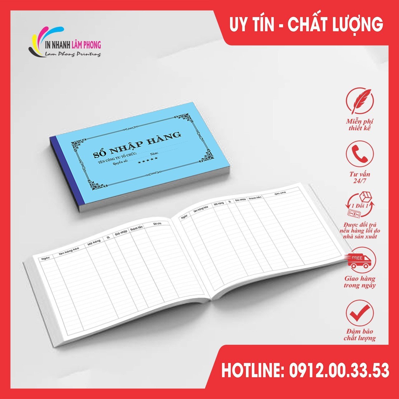 Sổ nhập hàng, sổ nhập kho, sổ quản lý nhập hàng A4, A5